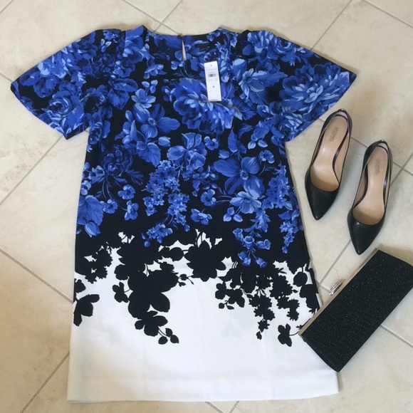 ANN TAYLOR FLORAL TOILE FLARE SLEEVE SHIFT DRESS - Picture 5 of 8